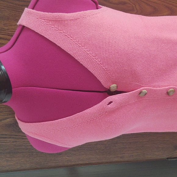 Loft Double V Neck Button Front Cotton Knit Tank Top Coral S - Picture 4 of 9